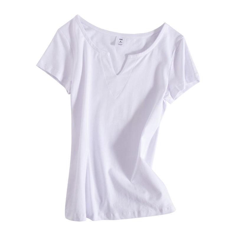2023 Women's Korean Style Slim Fit Solid Color Short Sleeve T-shirt