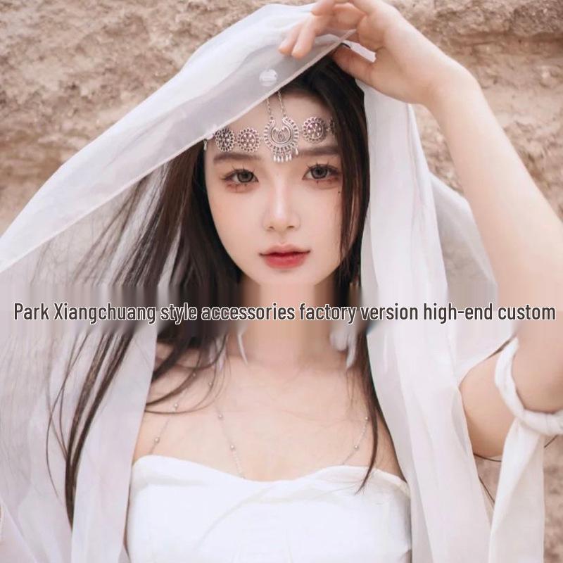 Dunhuang Desert Shawl - Qinghai Chaka Salt Lake Ethnic Scarf for Women, Cotton Linen Silk Blend