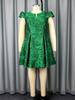 Plus Size Floral Jacquard  A Line Dresses for Women with Short Cap Sleeves Ideal for Parties Brunches and Special Day Events