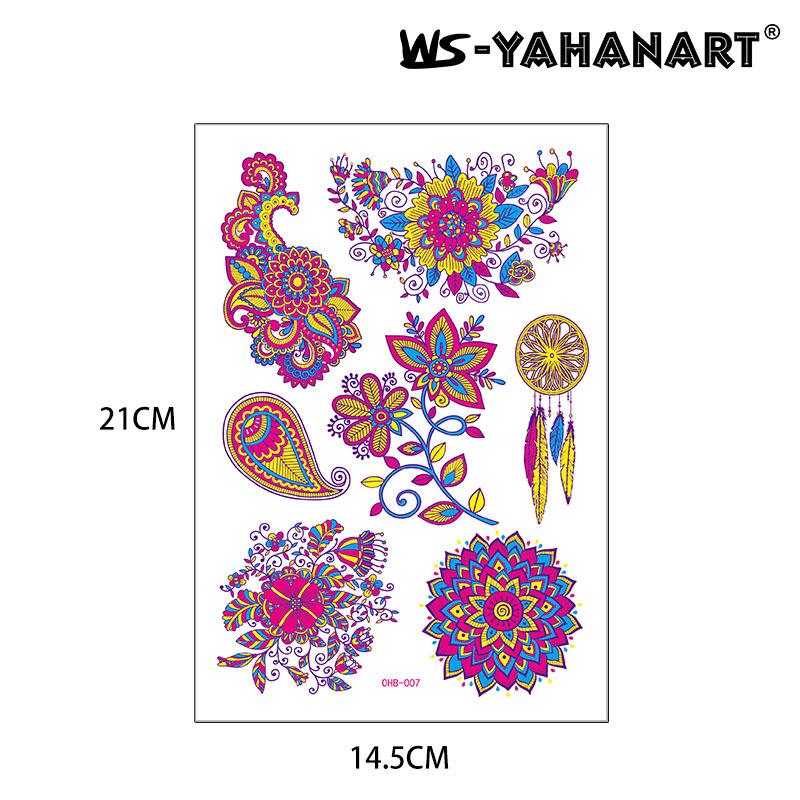 Creative Fluorescent Butterfly Face Tattoo Sticker Nightclub Bar Rose Sticker Flower Arm Waterproof Eco-Friendly Tattoo Sticker
