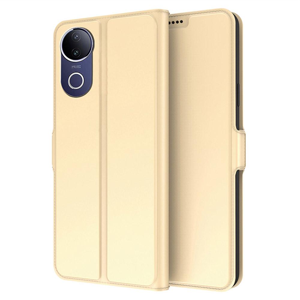 

For vivo V50e 5G/V50 5G Case Shockproof TPU Inner Shell Leather Phone Cover Card Slot Gold
