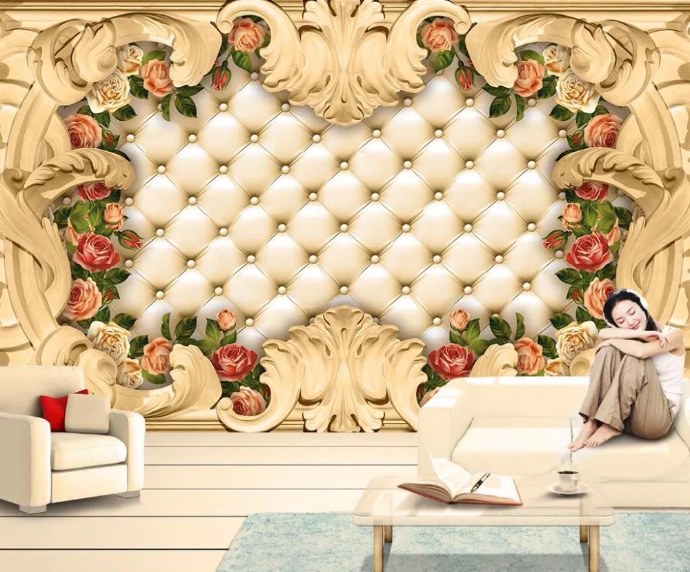 

European Luxury Rose Wall Mural Tv Background Wallpaper Mural Home Decoration Living Room Bedroom 3d Wallpaper 200 cm(W) x 140 cm(H)