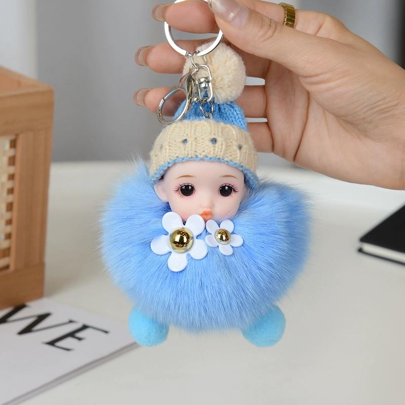 Cute Cute Fun Real Fox Hairball Doll Keychain Car Book Bag Pendant Children's Hairstyle Pendant