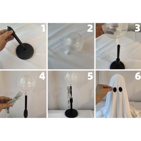 LED svítící figurka ducha Halloween Vnitřní dekorace ducha z bílé látky s dálkovým ovládáním pro domov, kuchyň, krbovou římsu, stůl, stolní desku, party dekorace