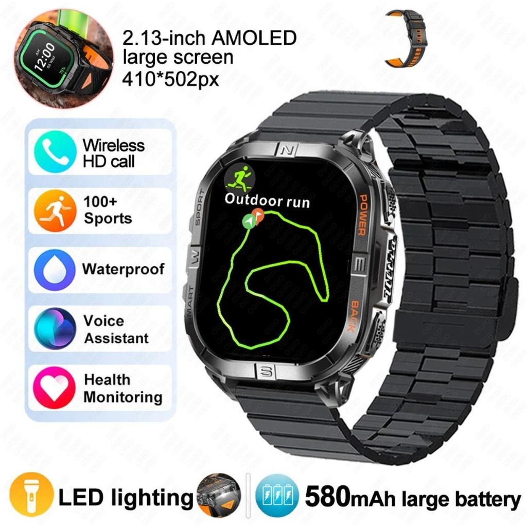 New Smart Watch GPS Outdoor Barometric Compass LED Flashlight 580 MAH 3ATM Waterproof 100+ Sports Mode Health BT Call Smartwatch