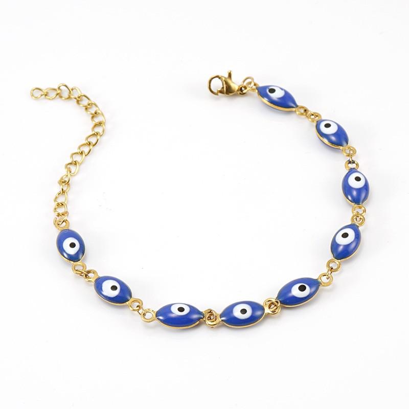 18K Stainless Steel Evil Eye Spliced Women's Bracelet - European & American Style