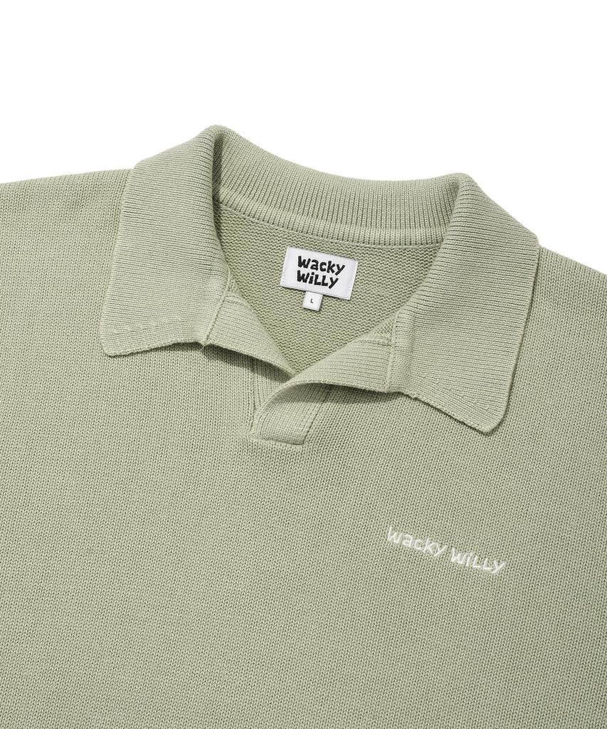 WACKY WILLY Vintage Washed Collared Knit Green