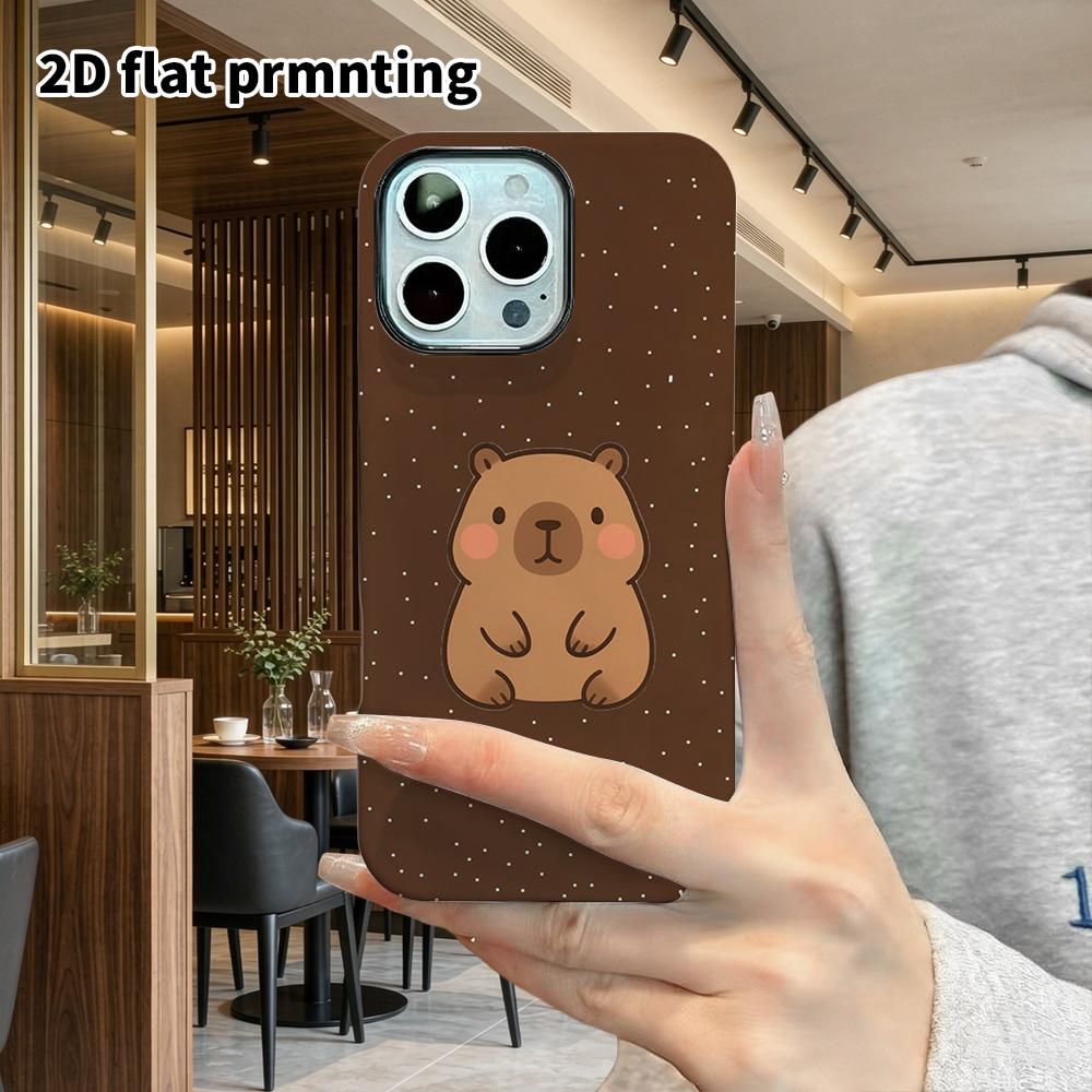 Phone Case: 2D Flat Design Suitable for iPhone 18 17 16 15 14 13 Pro Film Protective Case, Couple Style, Dark Brown Capybara, Christmas and Halloween 