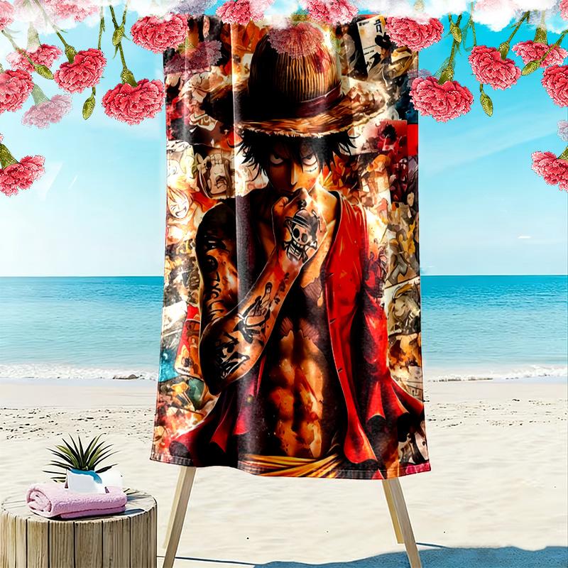 Pirate Anime Print Beach Towel, Large Soft Quick Dry Towel for Beach Camping Swimming