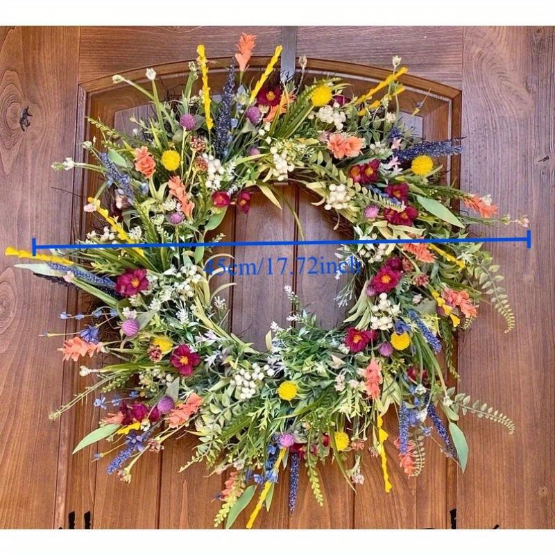 1Pc Front Door Simulation Spring and Summer Wildflower Wreath, for Courtyard, Front Door