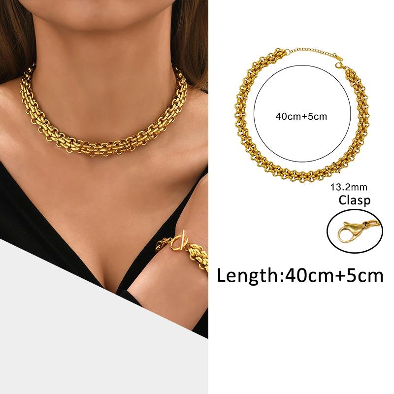 

USENSET Мужские цепочки из нержавеющей стали Ожерелье Золотой цвет Ручная работа Позолоченные цепочки 18 карат Индивидуальность Циркон Подарки