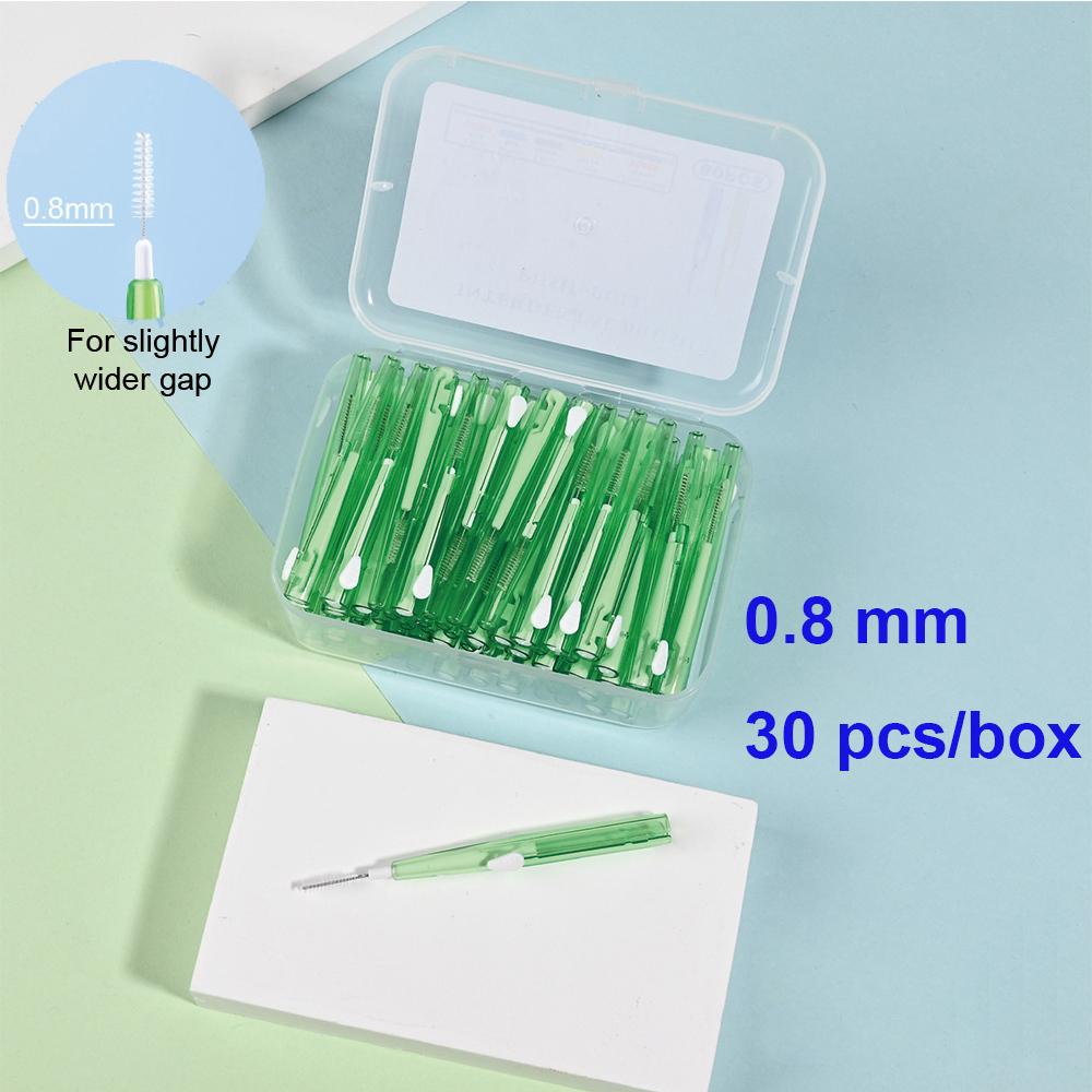30Pcs Box Push Pull Interdental Brush Teeth Cleaning Orthodontics Oral Care Dental Tool Floss Toothpick Orthodontic Tooth Brush