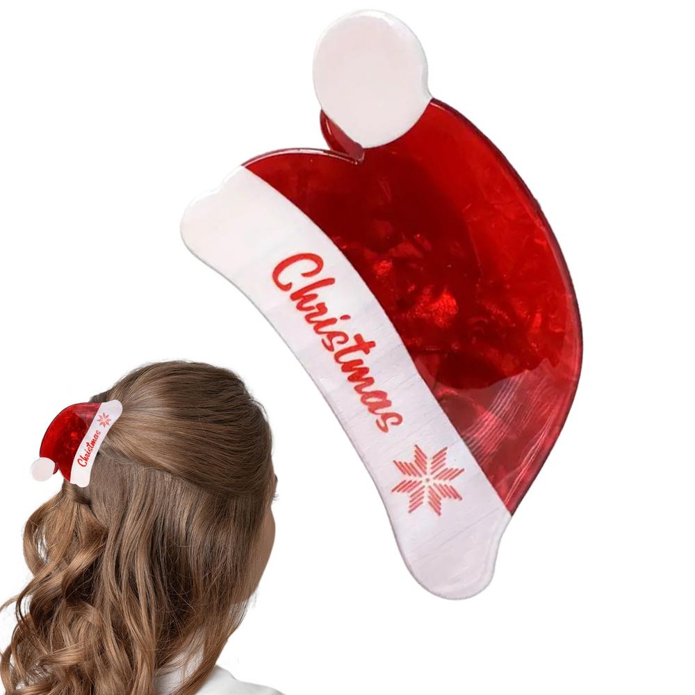 Weihnachtsmütze Damen Krallenklemme Cartoon Weihnachtsmütze Damen Haarspangen für dünnes dickes Haar Saisonale Mode Kieferklemmen Rutschfest
