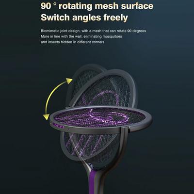 USB Rechargeable Electric Mosquito Swatter Foldable & Retractable Design with Auto LED Attractant Home Outdoor Bug Zapper