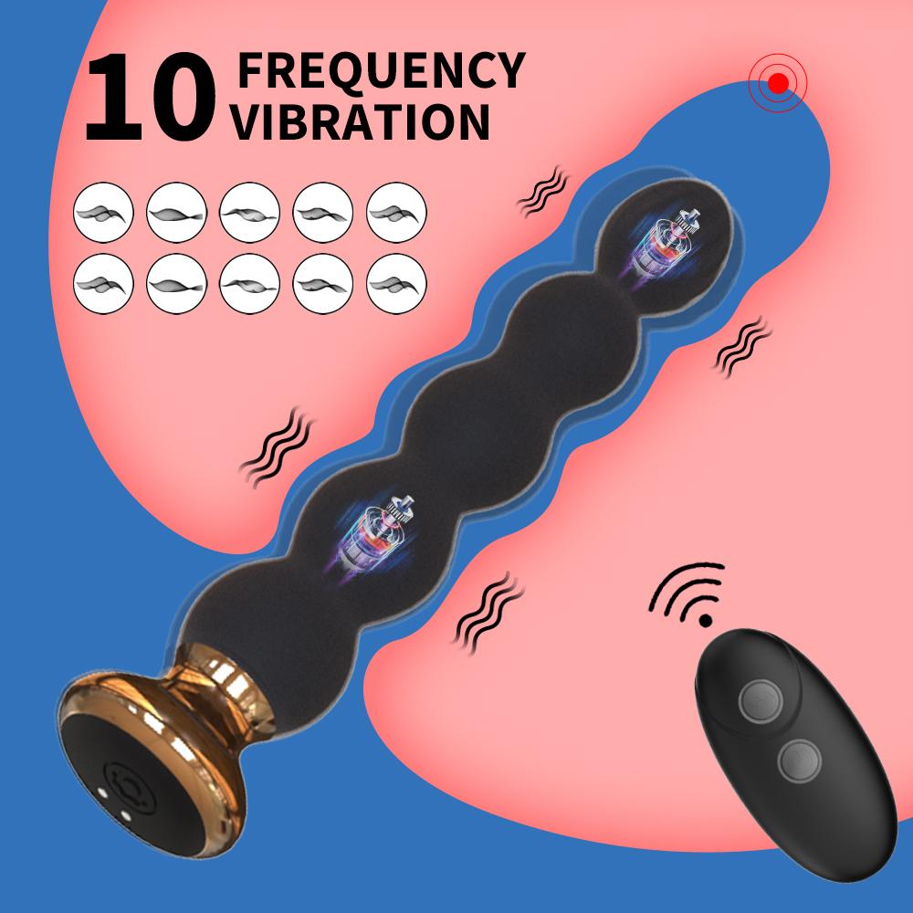 10 Speed Anal Vibrator Anal Beads Prostate Massage Dual Motor Butt Plug Stimulator Remote Control Vibrator Sex Toy For Men Women