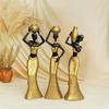 Beautiful New Golden & Black African Women for Home Decor (Pack of 3, Golden & Black)