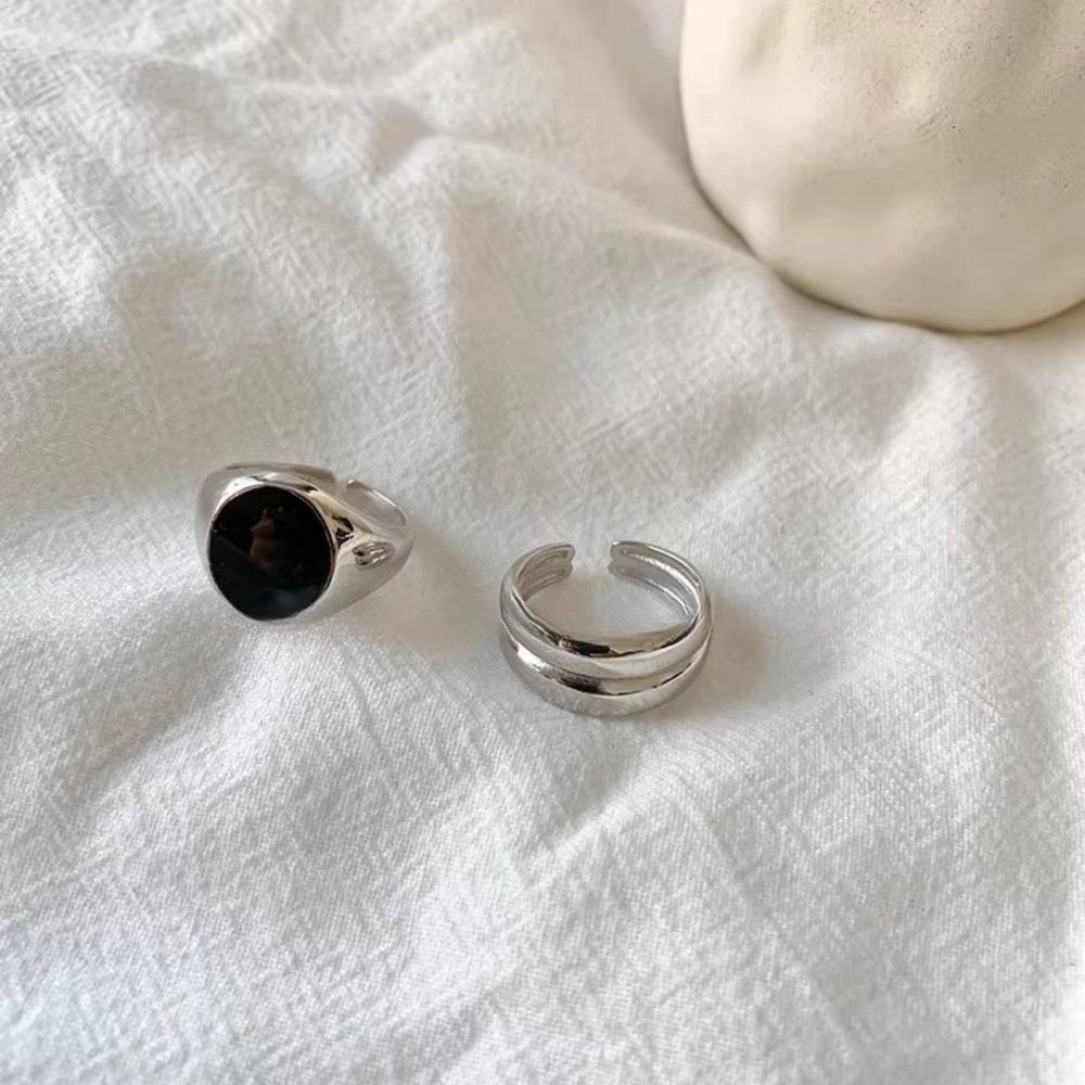 Корейское простое черное кольцо с плоским срезом 925 пробы стерлингового серебра двойное утолщенное толстое кольцо в стиле инстаграм мужская мода