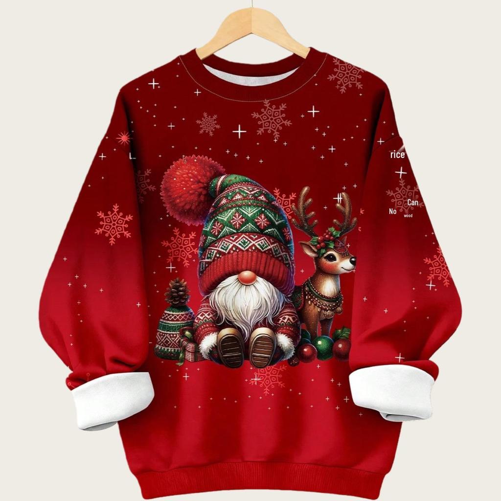 2025 European & American Women's Plus Size 3D Print Casual Pullover Sweatshirt for Autumn/Winter