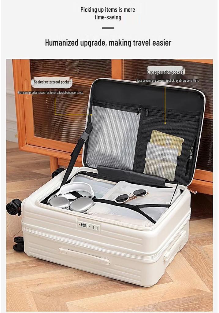 Expandable 20-Inch Rolling Suitcase for Women and Men: Large-Capacity, Three-Piece Set with Side-Opening Design, Perfect for Travel.