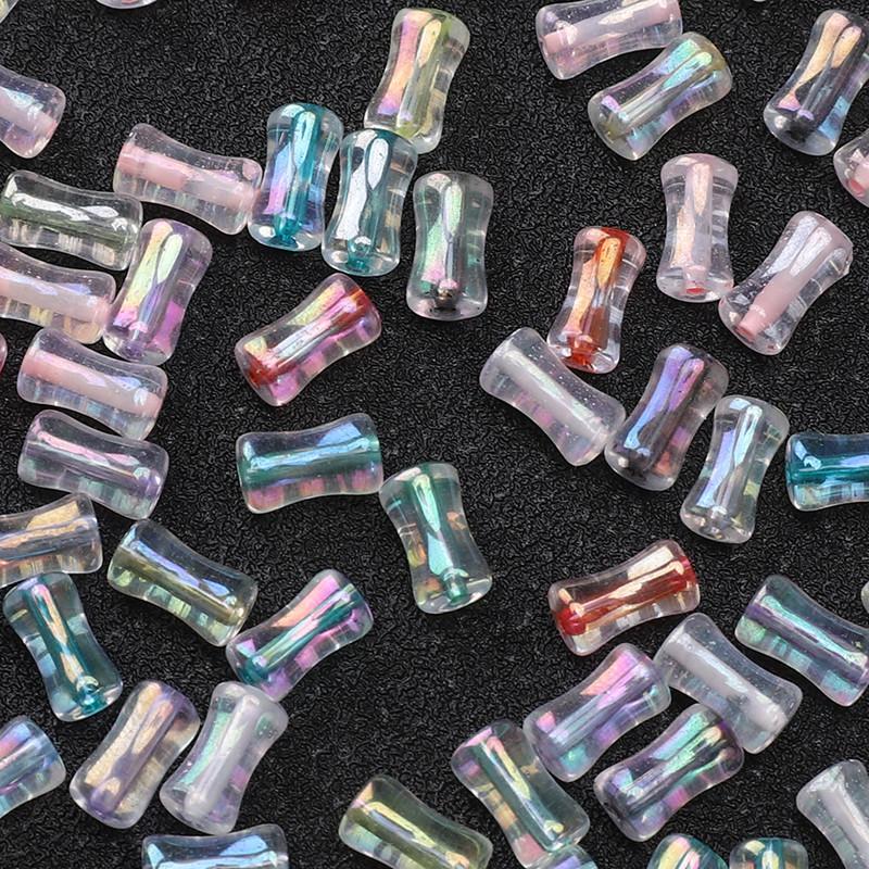 4x8mm Shiny Transparent Bamboo Beads Glass Cylindrical Beads Can Be Used For DIY Jewelry Making Necklace Bracelet