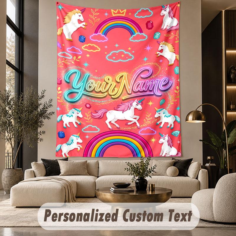 Fantasy Magic (112) Theme Custom Tapestry Personalized Custom Name Text Wall Hanging Tapestry Home Decor Background Cloth