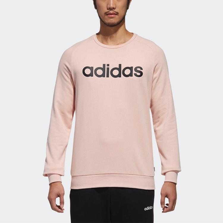 adidas Neo Logo Printing Round Neck Pullover Long Sleeves Pink Men's DT8306