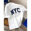 Plus Size Men'S T-Shirt, 100% NYC Letter Print Round Neck Short Sleeve, Easy, Stylish, And Versatile. Comfortable Casual Summer Short Sleeve T-Shirt