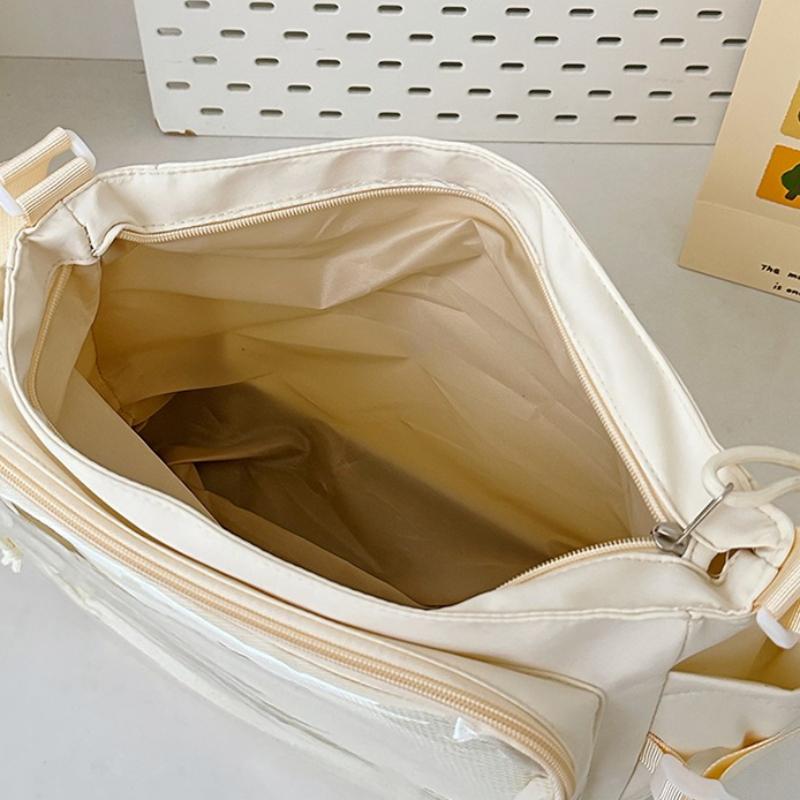 Women's High-capacity Mailman Bag Versatile Simple Transparent Shoulder Bag Messenger Bag Student Class Crossbody Bag Daily Commuting Bag Tote Bag