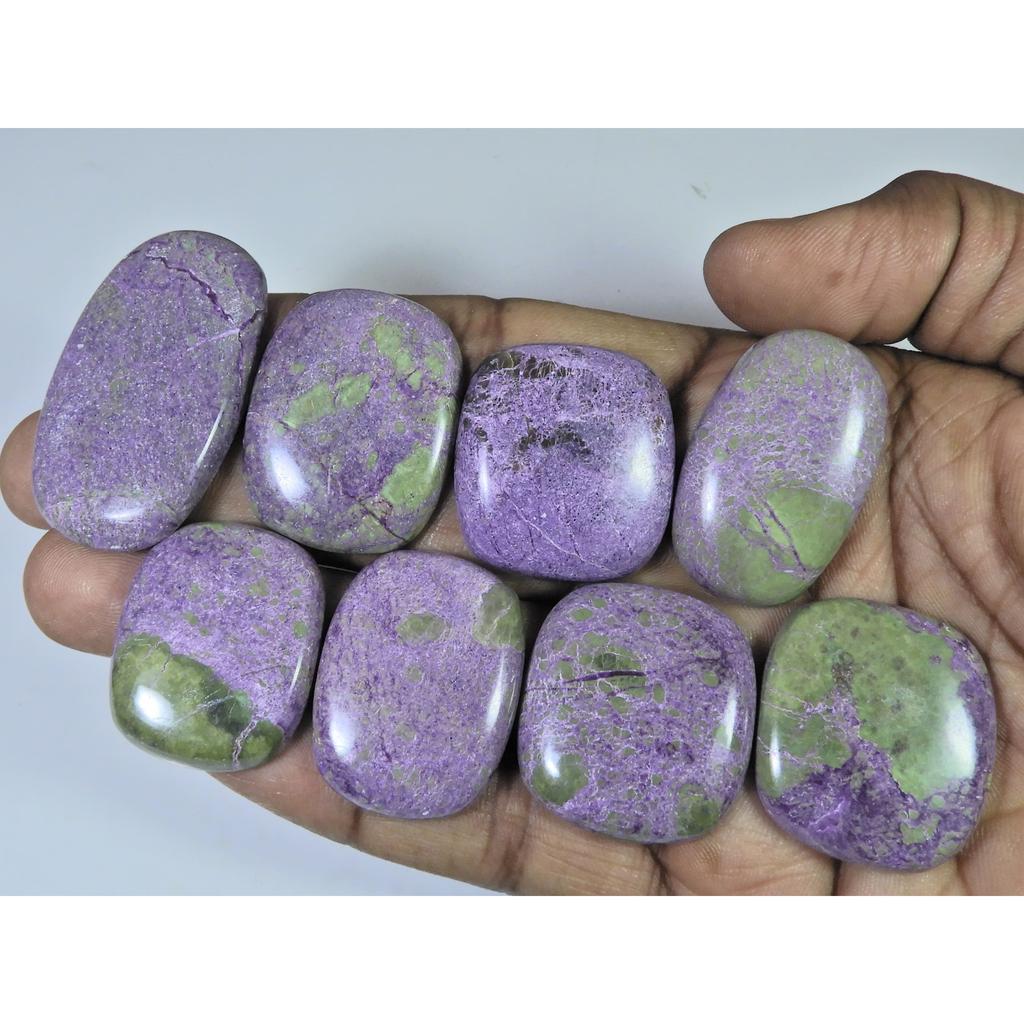309Cts. Natural Stichtite Cushion Shape Cabochon Loose Gemstone 8Pcs Lot C-1223