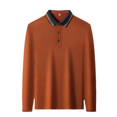Jesienna męska koszulka z długim rękawem Nowa dla młodych i w średnim wieku Casual Jednolity kolor Kołnierzyk polo Koszulka Oddychająca Męska odzież Moda Koszulka bazowa