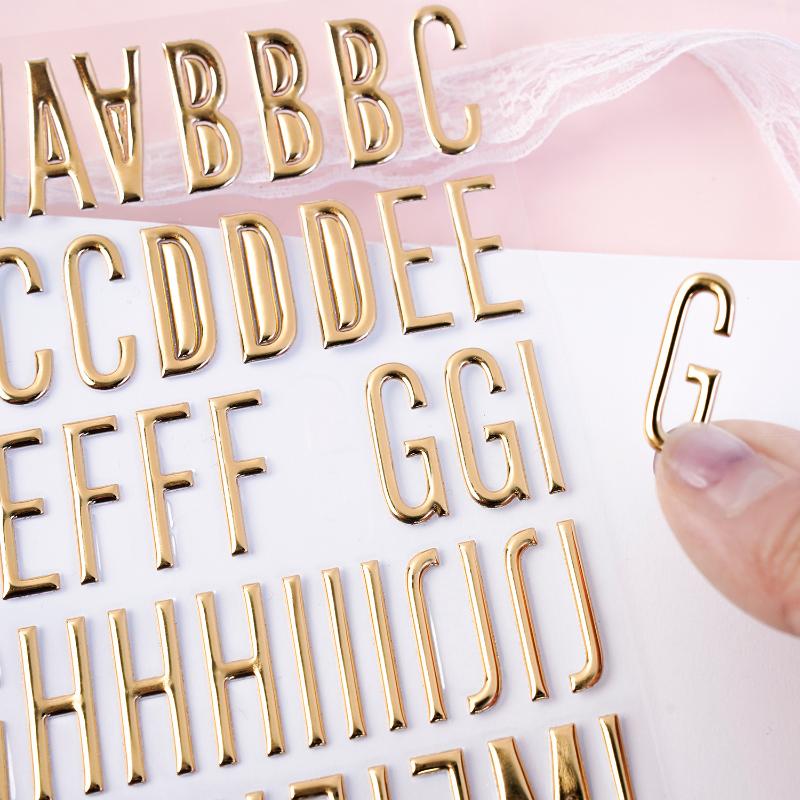New 1/3 Sheets 3D Gold Letter Number Stickers Letters Self Adhesive Stickers For DIY Crafts Scrapbooking Decorative Decal