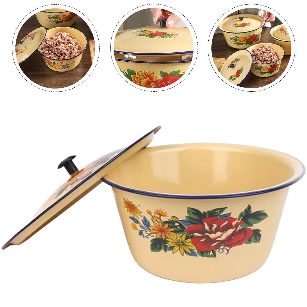 Nádrž na olej Staromódní sádlová mísa Na těstoviny Smalt Velká mísa Kuchyňské smaltované nádobí