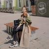 Trench color incantesimo Donna Primavera e Autunno Nuovo Medio Lungo Rilassato Temperamento Rilassato Tendenza Pendolarismo Colpo Reale Cappotto di Alta Qualità
