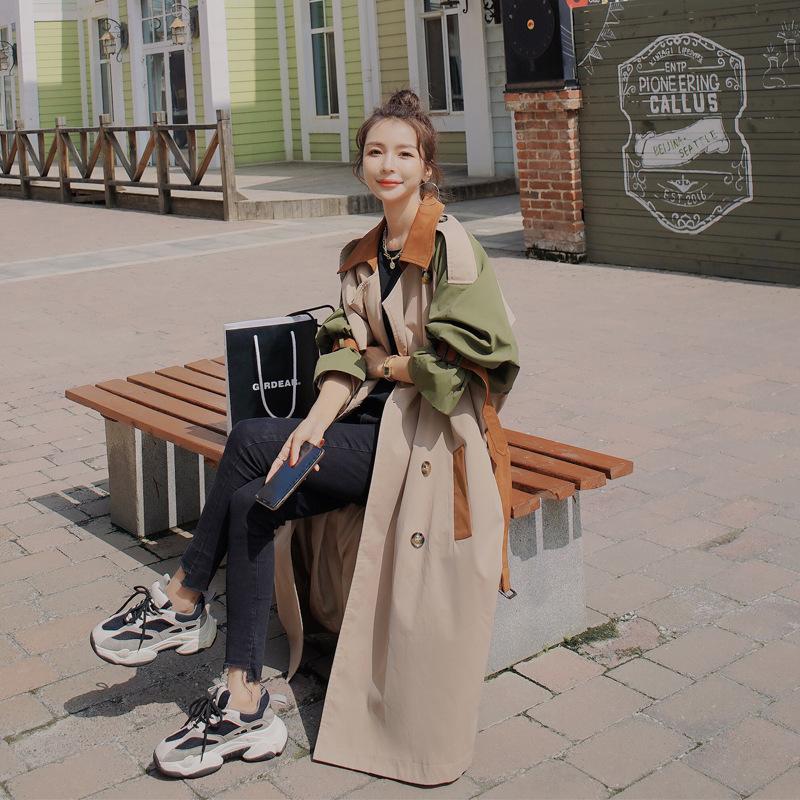 Trench color incantesimo Donna Primavera e Autunno Nuovo Medio Lungo Rilassato Temperamento Rilassato Tendenza Pendolarismo Colpo Reale Cappotto di Alta Qualità