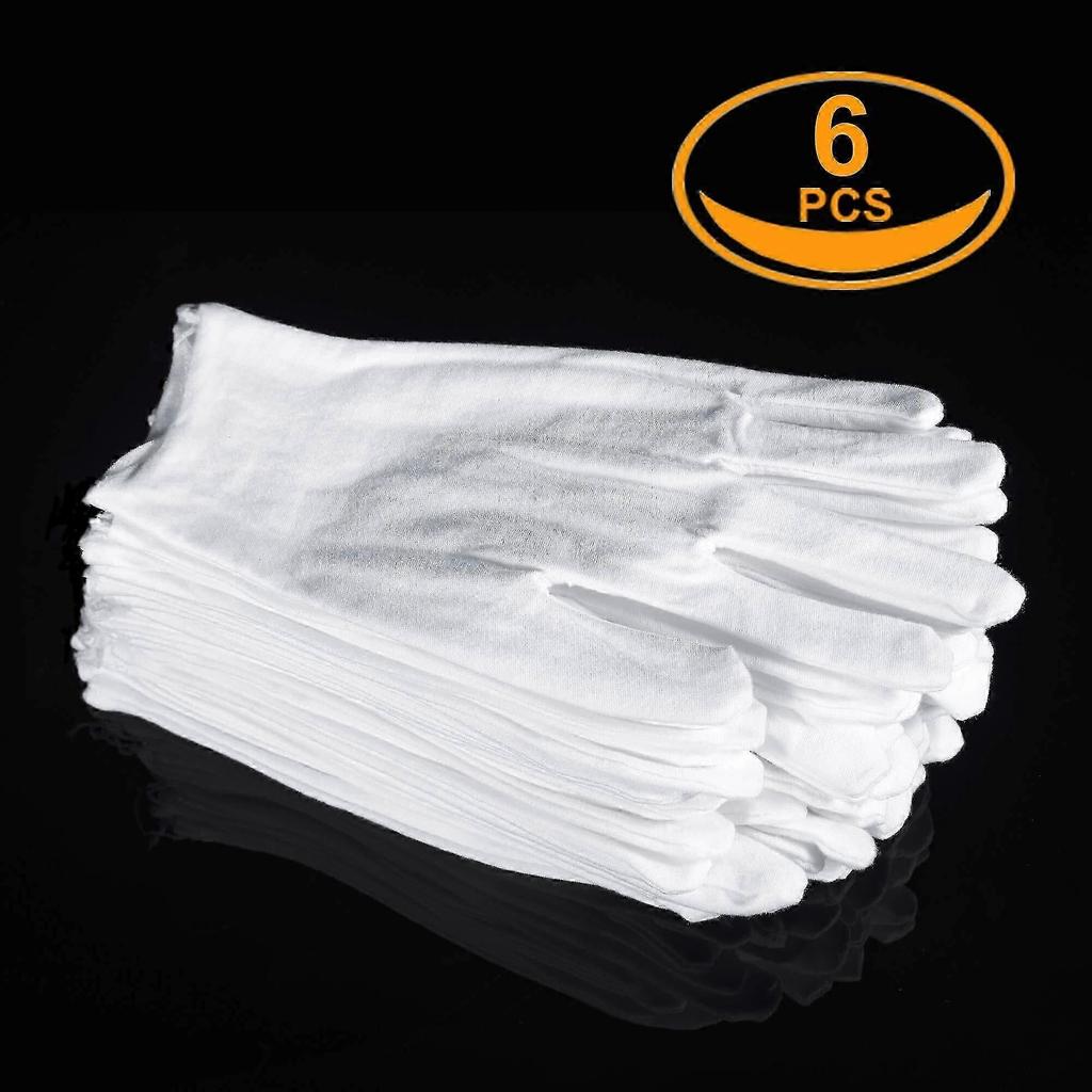 White Cotton Gloves for Dry Hands Eczema Treatment Overnight Moisture Lock Spa Use 3 Pairs