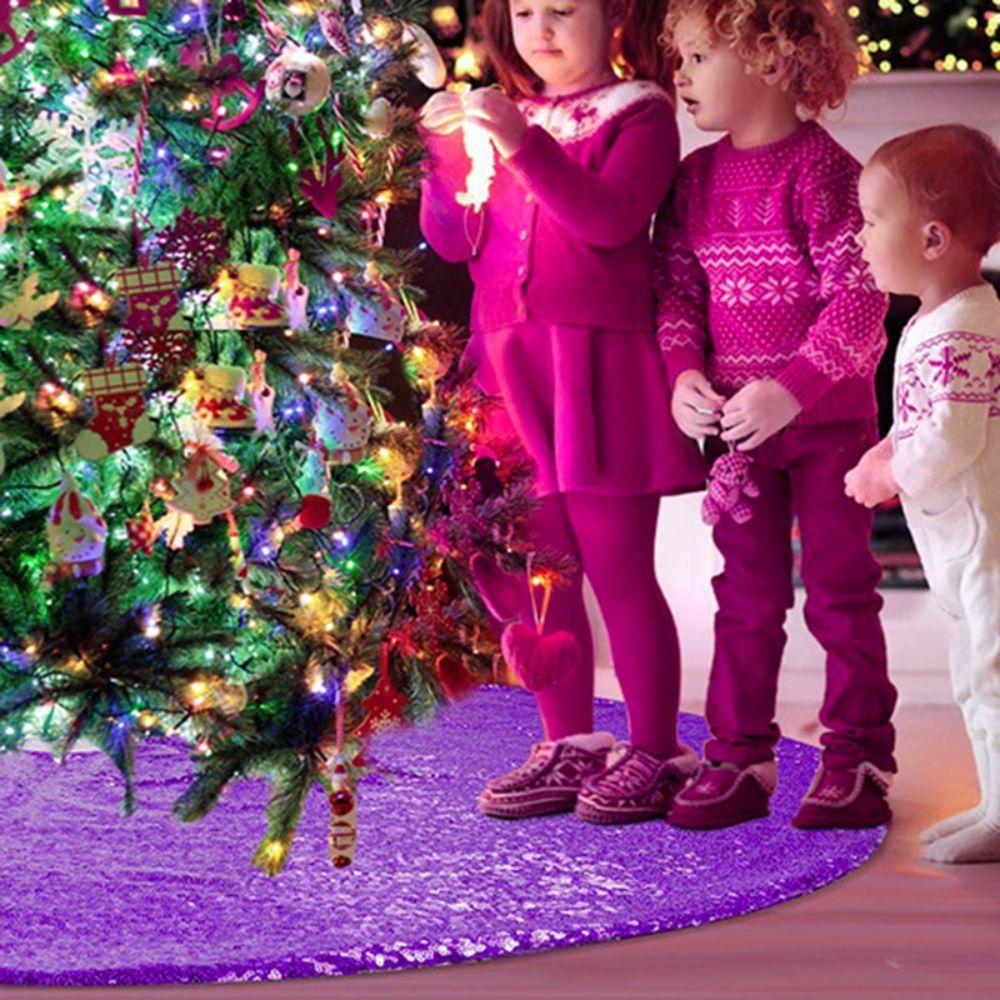 60/90/120cm Sequins Christmas Tree Skirts Glitter Xmas Tree Foot Cover Christmas Tree Mat  Wedding