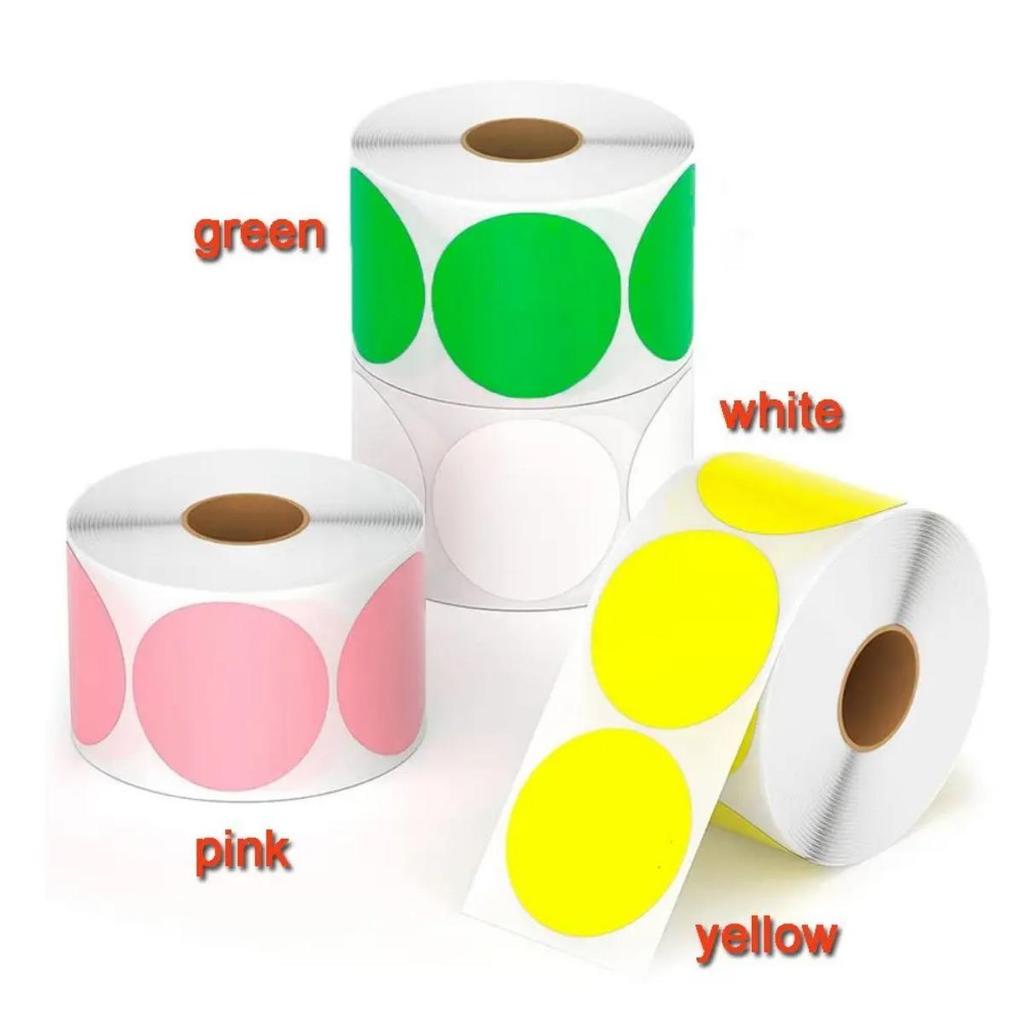 Etichetă autocolantă cu coduri de culoare de 2 inch, autocolante adezive cu puncte circulare, autocolante rotunde solide, verde/galben/roz