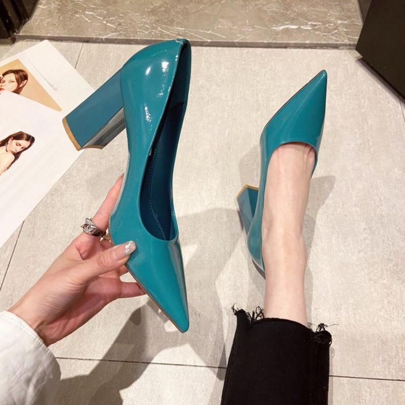 Blue Super High Heel Women's Shoes Pointed Toe Ladies Pumps Young Stylish High Quality Wholesale Discount 39 Footwear On Sale