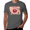 Red Lips Comic Girl T-Shirt oversizeds cute clothes t shirts