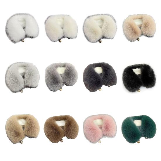 Fake Scarf Puffy Collar Trim Fur Neck Scarf Adjustable Button Fastening Faux Removable Plush Winter Warmer