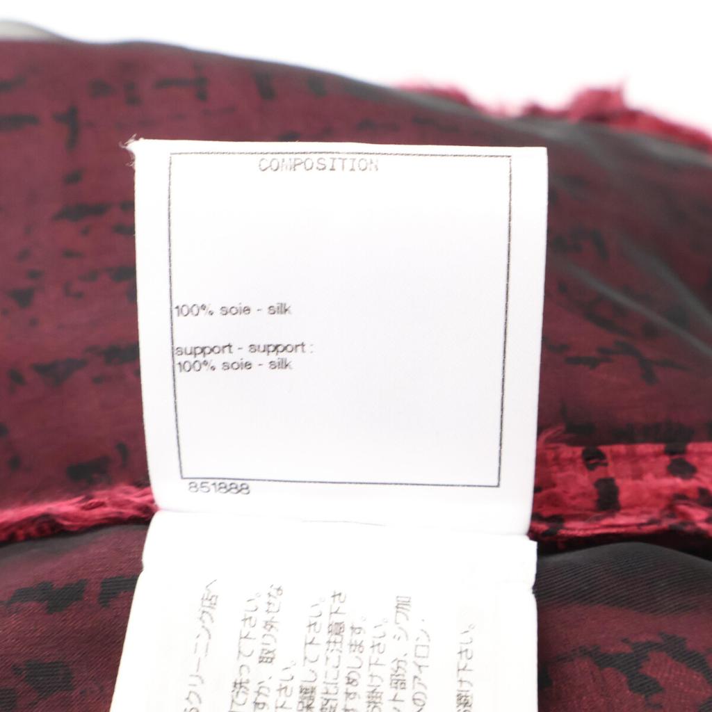 Chanel 22AW P73159V64621 Tweed Silk Bowtie Back Button Blouse Tops 36 Burgundy X blackUsed