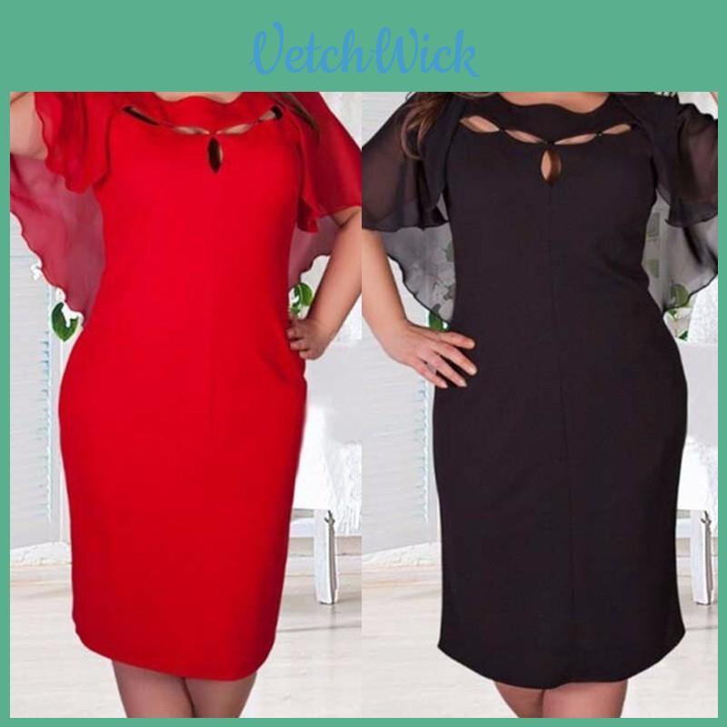 Women Fashion Hollow Out 6xl Plus Size Short Sleeve Solid Color Dress For Effortless Style**