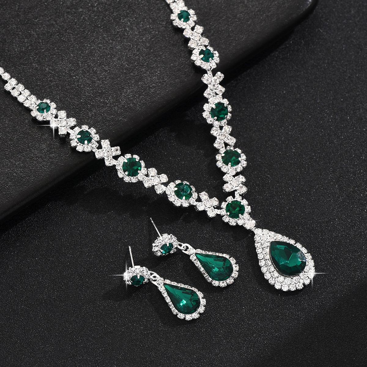 

Женский комплект ювелирных изделий из высококачественных кристаллов и драгоценных камней, женское ожерелье с каплями воды, серьги-гвоздики, браслет