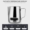 12/20oz Milk Frothing Pitcher 350/600ML Temperature Display Stainless Steel Milk Frother Pitcher Jug Cup for Latte Art Barista