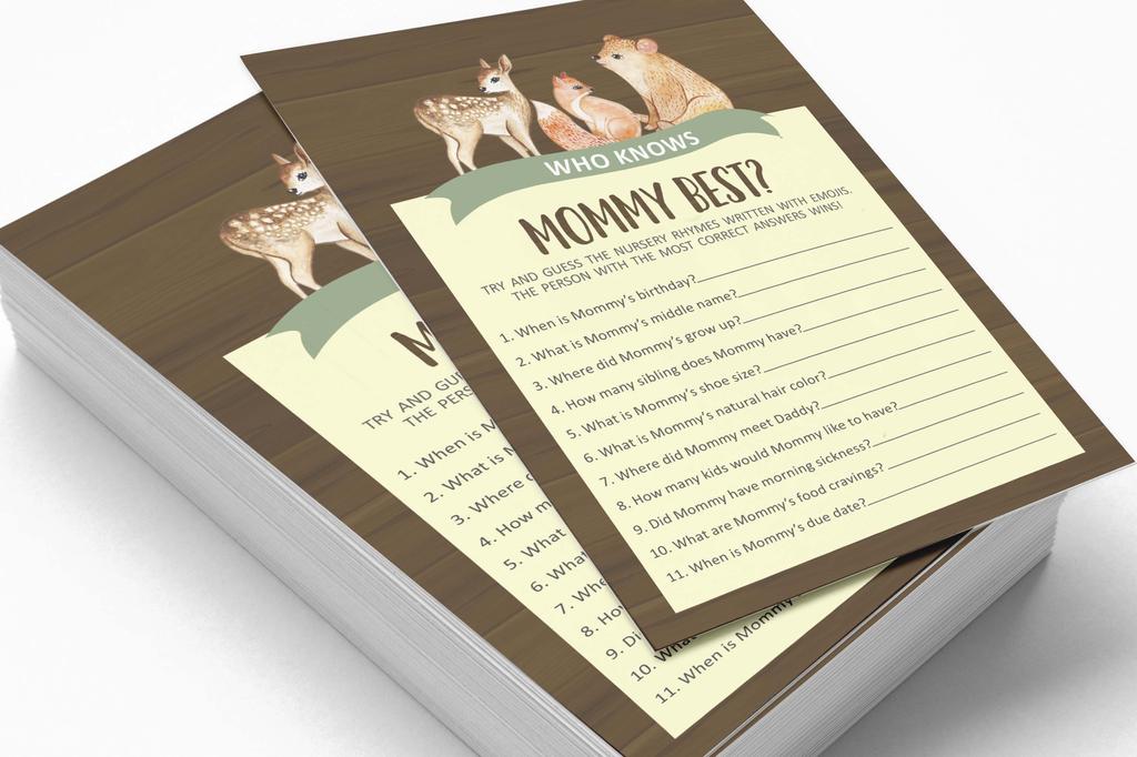 Inkdotpot Gender Neutral Who Knows Mommy BestA  Baby Shower GameA  Cards-FunA  Activity Cards Set Of 50A  Jungle Animals Party