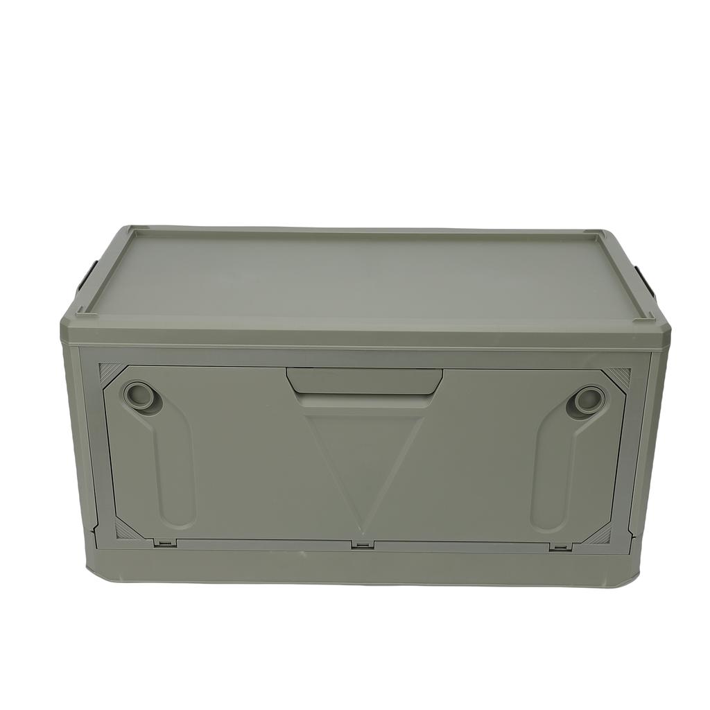 Camping Box Car Organizer PP Foldable Stackable Camping Storage Bin Trunk Organizer with Lid for Outdoor Picnic Green