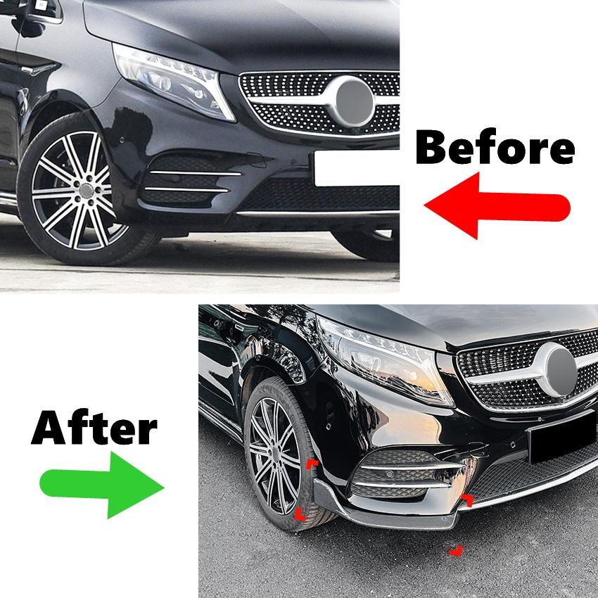 Front Bumper Lip Side Splitter Spoiler Body Kit For Mercedes-Benz V-Class W447 V260 AMG Line 2015-2019 Front Bumper Protector