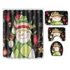 Christmas Shower Curtain Floor Mat Combination Four-Piece Set Bathroom Non-Slip Mat Toilet Absorbent Door Mat Carpet