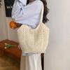 Casual Large Capacity Woven Shoulder Bag Hollow Out Knitted Beach Straw Bag Handmade Underarm Bag for Women