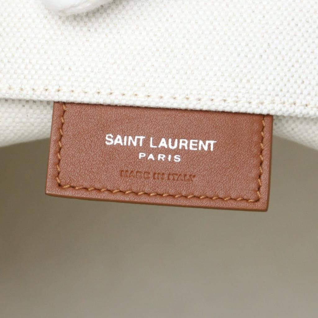 SAINT LAURENT Rive Gauche Shoulder Bag canvas Natural x brown unisex VLR669299 Used